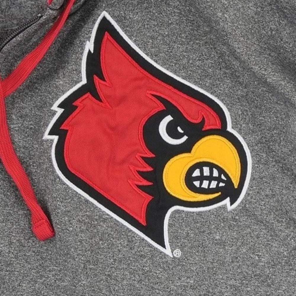 Champion Louisville Cardinals Men's Size Large Gray Full Zip Hoodie ‎ Sweatshirt - Picture 3 of 6